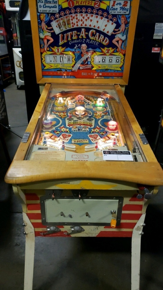LITE-A-CARD WOOD RAIL PINBALL MACHINE GOTTLIEB 1960