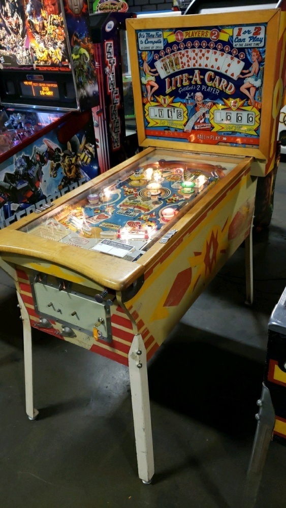 LITE-A-CARD WOOD RAIL PINBALL MACHINE GOTTLIEB 1960