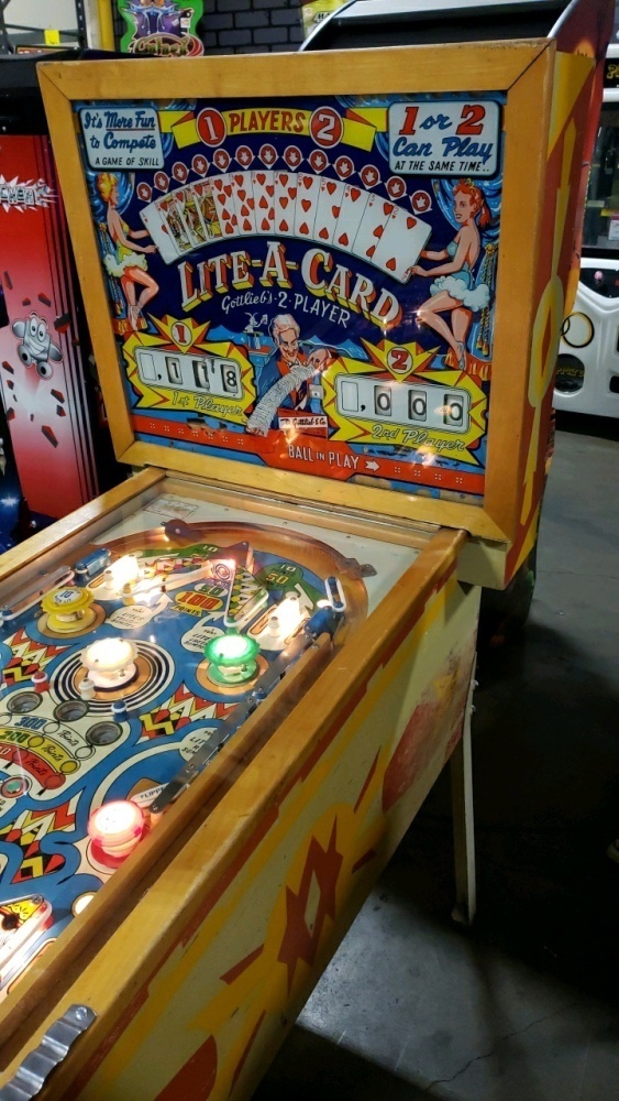 LITE-A-CARD WOOD RAIL PINBALL MACHINE GOTTLIEB 1960