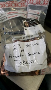 1 LOT- BAG OF SIZE .900 ARCADE GAME TOKENS 23 lbs.